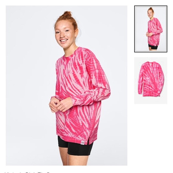 PINK Victoria's Secret Tops - Vs Pink BLING CAMPUS LONG SLEEVE RINGER TEE